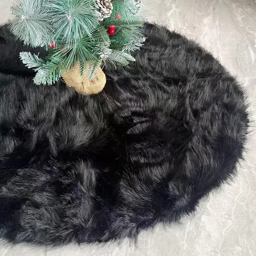 Vista 22 de Falda de Árbol de Navidad de 24 Pulgadas - Falda de Árbol de Piel Sintética Esponjosa Beige Blanca, Decoración Navideña de Felpa de Color Toka