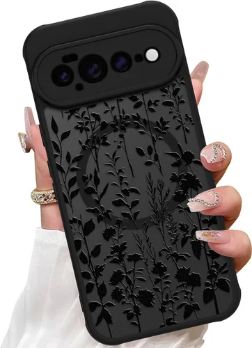 Vista 41 de ZIYE Funda magnética para Google Pixel 9 Pro XL de 6.8 pulgadas [compatible con MagSafe] funda de policarbonato duro y TPU suave con flor de cerezo