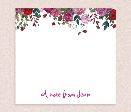 Vista 2 de Notas adhesivas personalizadas/Texto personalizado de 3 x 3 pulgadas con diseño de flores rojas y rosadas/ 50 notas adhesivas por bloc, notas