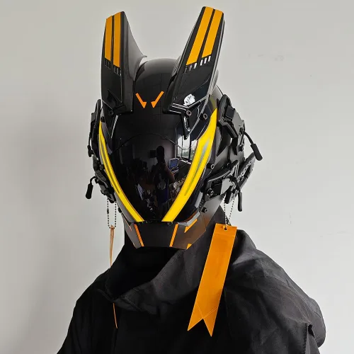 Vista 7 de Máscara punk para hombres, máscara LED para mujer, tecnología punk futurista, cosplay, Halloween, fiesta, festival de música, accesorios