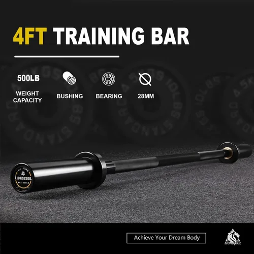 Vista 2 de 4ft/4.9ft/6ft 2-Inch Olympic Barbell for Strength Training Weightlifting, Squat, Curl, Deadlift, Press, Hip Thrust Straight Weight Bar, 500lbs