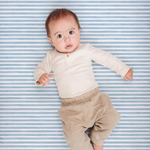 Vista 4 de Sábanas de cuna neutrales - Sábanas bajeras ajustadas para cuna de bebé para niña y niño - 2 unidades para colchón estándar y de niños pequeños