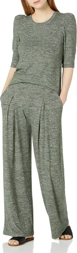 Vista 5 de Daily Ritual Pantalón de pierna ancha plisado de punto acogedor para mujer