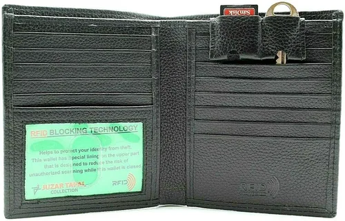 Vista 4 de Billetera delgada con bloqueo RFID para hombre, tarjetero para hombre, cartera delgada con bolsillo frontal para hombre, tarjetero para tarjetas