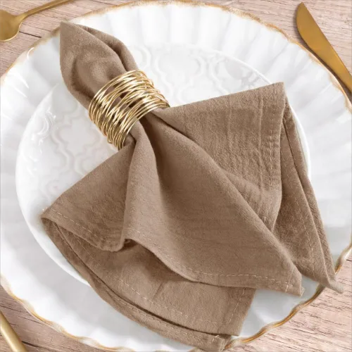 Vista 11 de Servilletas de tela natural de lino de algodón Boho rústico mesa de cena Beige