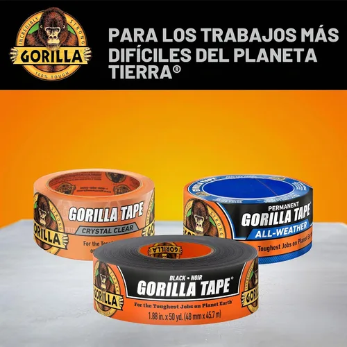 Vista 8 de Gorilla Cinta adhesiva, cinta negra, 1.88 pulgadas x 50 yardas (paquete de 6), resistente y resistente a la intemperie para interiores o exteriores