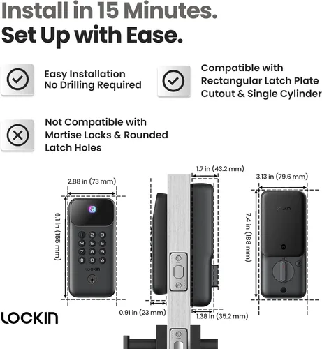 Vista 8 de Lockin Venoris Go – Cerradura inteligente – Cerradura de puerta de entrada sin llave de vena de palma – 5 métodos de desbloqueo, WiFi integrado
