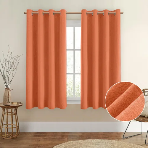Vista 18 de HOMEIDEAS Cortinas 100% opacas beige de 63 pulgadas de largo, mezcla de lino con textura de oscurecimiento, cortinas con aislamiento térmico