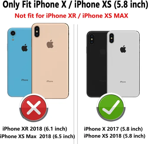 Vista 2 de Funda para iPhone X, iPhone Xs, cubierta de lente de cámara deslizante integrada+soporte de anillo de dedo+protector de pantalla, resistente a Negro