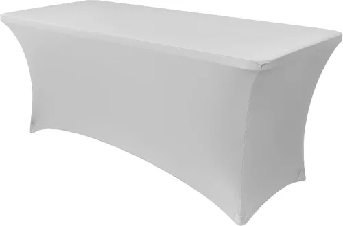 Vista 44 de Obstal Funda de mesa de elastano elástica de 4 pies para mesas plegables estándar, paquete de 2 manteles rectangulares universales ajustables