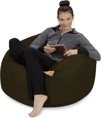 Vista 4 de Sofa Sack - Sillón puff: Puff de espuma viscoelástica de 3 pies, sofá mediano con funda de microfibra suave, color verde cocodrilo