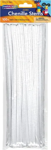 Vista 29 de Creativity Street Jumbo Chenille Stems, 12" x 6 mm, Craft Pipe Cleaners in Assorted Basic Colors, Pack of 100, Case of 12 Packs, 1200 Chenille Stems