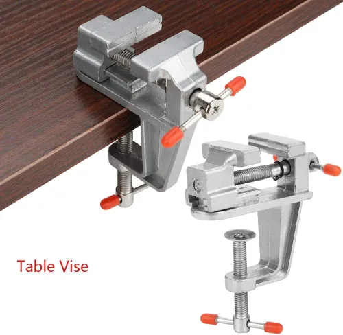 Vista 4 de Mini alicates planos Miniatura Banco Vise Abrazadera de mesa Pinzas planas Prensa de taladro Vice Mesa de aleación de aluminio Herramienta