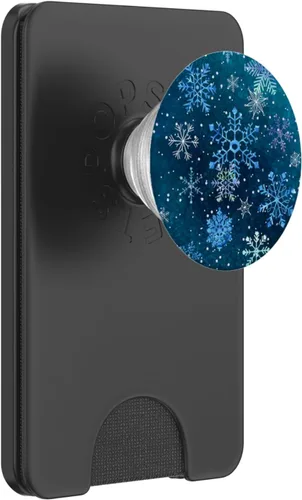 Vista 8 de Christmas Winter Ice Light Blue White Snowflake Snow Crystal PopSockets Adhesive PopGrip