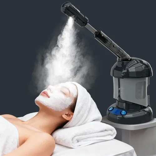 Vista 7 de Vaporizador facial de mesa, vaporizador de ozono con brazo giratorio de 360°, vaporizador facial nano iónico profesional para limpieza profunda
