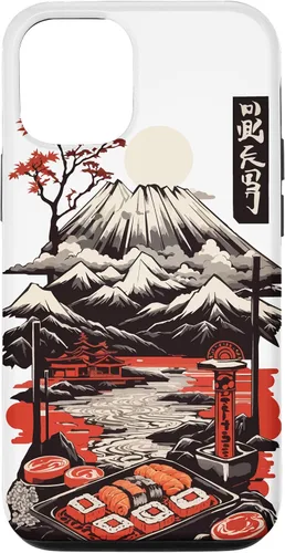 Vista 28 de Aesthetic Sushi Design Vintage Colour Woodcut Ukiyo-E Style Case for iPhone 16