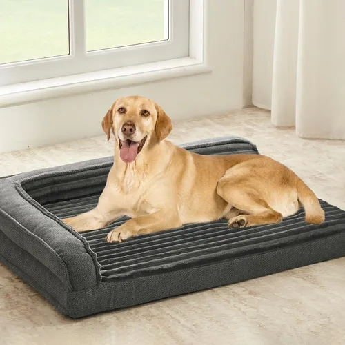 Vista 8 de WINDRACING Camas ortopédicas para perros pequeños, sofá cama impermeable de espuma de huevo para perros con lados de refuerzo en L, cama lavable