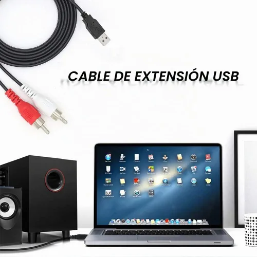 Vista 6 de Duttek Cable USB a RCA, cable auxiliar de audio RCA, USB 2.0 macho a 2 RCA macho, convertidor AV A/V, adaptador estéreo de divisor en Y para captura