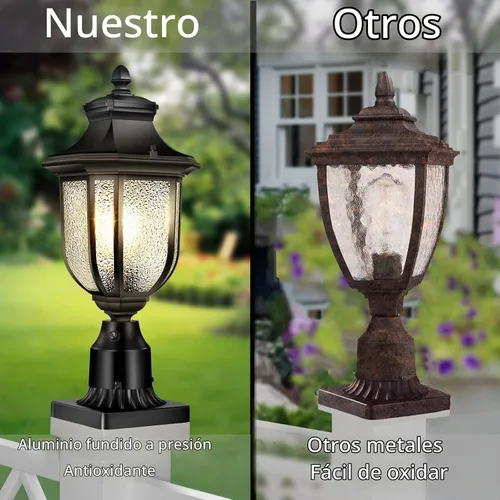 Vista 5 de Luces de poste para exteriores del anochecer al amanecer, cableado de 120 V con base de montaje en muelle, linterna de poste antioxidante, lámpara