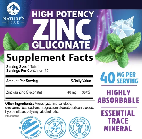 Vista 2 de Suplementos de zinc de 40 mg – 40 mg de zinc es el límite diario superior seguro de los NIH para mujeres y hombres – El mejor suplemento de zinc