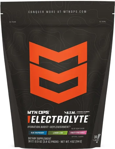 Vista 11 de MTN OPS Hydrate Electrolytes - Mezcla de bebida en polvo, 20 paquetes de electrolitos individuales para llevar con más de 1000 mg de electrolitos