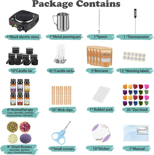 Vista 4 de Kit completo de fabricación de velas con fundidor de cera, suministros de fabricación, regalo de manualidades para niños, principiantes, adultos