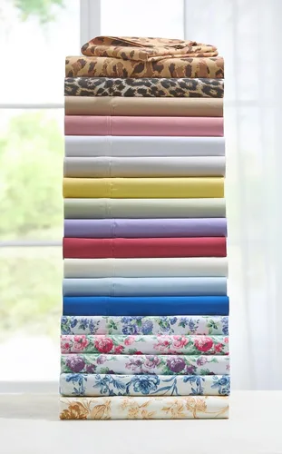 Vista 2 de BrylaneHome Bed Tite - Juego de sábanas de microfibra, tamaño individual, diseño floral azul
