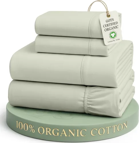 Vista 31 de LANE LINEN - Juego de 2 sábanas de fibras largas 100 % algodón orgánico, percal de fibras largas, ultrasuave y transpirable, para colchones de hasta