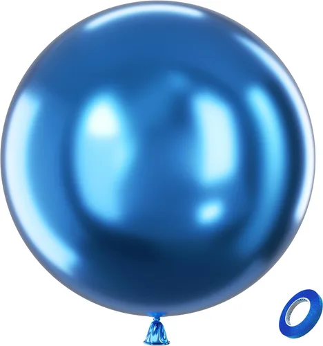 Vista 100 de Bezente - Globos redondos de látex cromado metálico plateado para helio, paquete de 100 unidades de 12 pulgadas Globos plateados para decoraciones