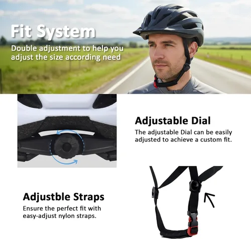 Vista 3 de Bilaki Casco de bicicleta para adultos, mujeres, hombres, jóvenes, niños, cascos ligeros de bicicleta de montaña con esfera ajustable y visera