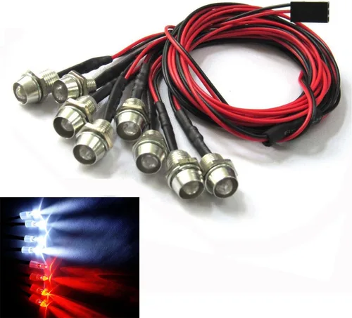 Vista 2 de ShareGoo - Kit de faros delanteros LED de 8 LED, accesorios compatibles con Traxxas HSP Tamiya Redcat RC4WD Axial SCX10 RC Car Truck Tank Crawler