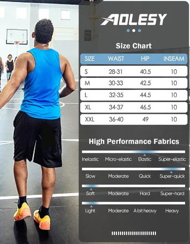 Vista 7 de Aolesy Pantalones cortos de baloncesto para hombre con bolsillos con cremallera, pantalones cortos deportivos de 10 pulgadas para hombre, pantalones