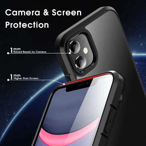 Vista 5 de X-level Funda compatible con iPhone 11 a prueba de golpes [protección contra caídas de grado militar] esmerilado, translúcido, anticaídas, parte
