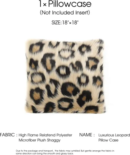 Vista 5 de INSMEER 1 funda de almohada con estampado de leopardo verdadero, fundas de almohada decorativas de piel sintética de leopardo, fundas de almohada