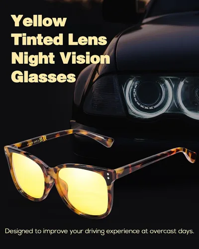 Vista 6 de SIPHEW Lentes de conducción nocturna para mujeres y hombres, lentes polarizados de visión nocturna antirreflejos, lentes tintados amarillos