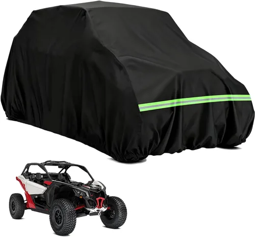 Vista 9 de Funda para UTV de 2 a 3 plazas, 600D resistente, 126 x 70 x 75 pulgadas Waterproof, Windproof, UV Resistant, Reflective Strips, Compatible with