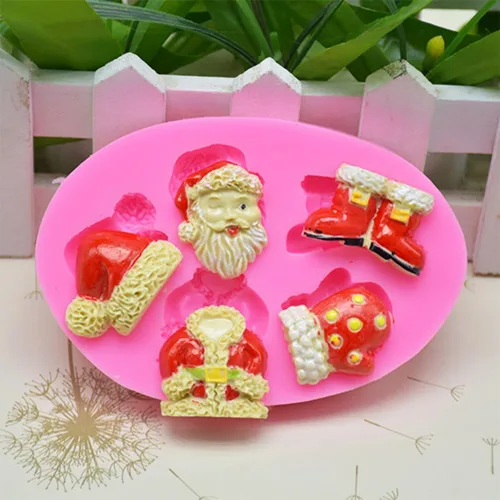 Vista 4 de Molde de silicona de Navidad para pastel de chocolate de Navidad, molde para hornear galletas, bandeja de molde de caramelo de Navidad 3D, mini