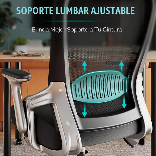 Vista 9 de SUNNOW Silla de oficina, silla ergonómica de escritorio para computadora, silla ejecutiva resistente, soporte lumbar ajustable, brazos abatibles