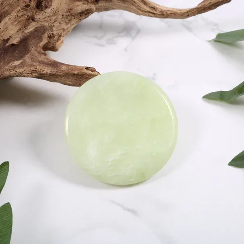 Vista 5 de Bememo 2 piezas de piedra de jade para extensión de pestañas de pegamento de pestañas redondas de jade verde para azulejos de pestañas adhesivas
