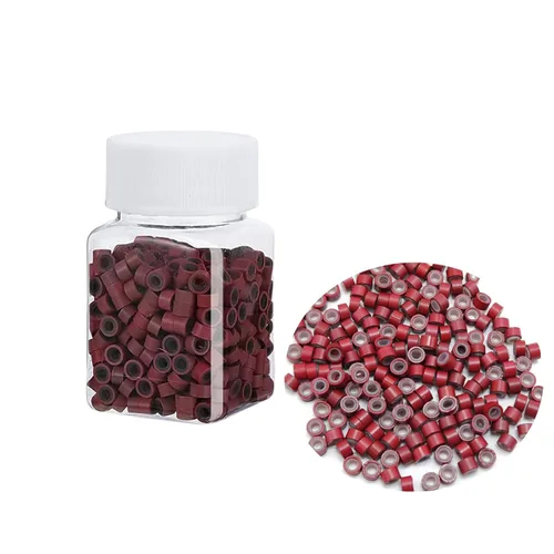 Vista 16 de 500 anillos de silicona con microeslabones de 0.197 in para extensiones de cabello, herramientas de microenlaces de aluminio para extensiones