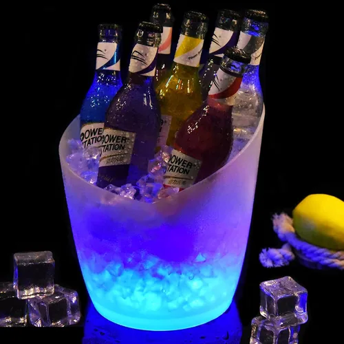 Vista 8 de Cubo de hielo LED – Cubo de hielo portátil colorido degradado de 6 litros, ideal para bar en casa, cerveza fría, champán y vino