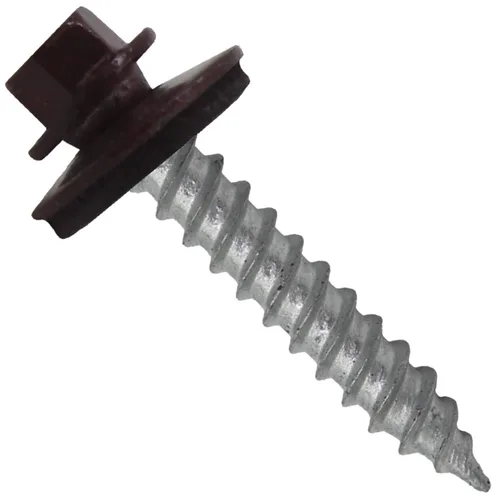 Vista 52 de 12 tornillos para techos de metal gris ABC de 1-1/2 pulgadas, cabezal de arandela hexagonal, arranque automático/roscado, arandela EPDM. 1 bolsa