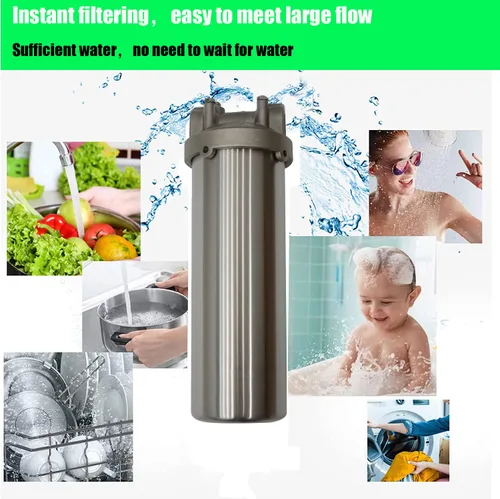 Vista 5 de INTBUYING Carcasa de filtro de agua resistente para toda la casa, purificación de agua de acero inoxidable 304, filtro de 10 pulgadas, entrada