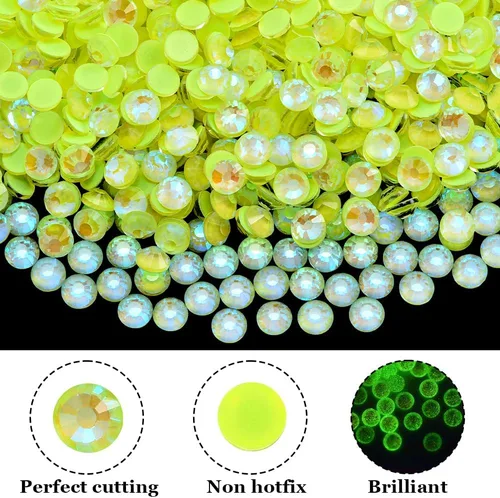 Vista 2 de Diamantes de imitación de cristal con parte trasera plana, gemas luminosas, 1440 unidades de diamantes de imitación de cristal no termoadhesivos