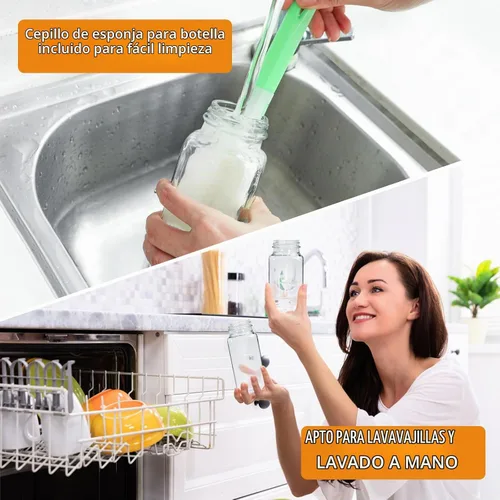 Vista 5 de AuroTrends Botellas de vidrio de 12 onzas con tapas 12Pack, botellas de vidrio de 360ml para jugos, agua, kombucha - Botellas de vidrio