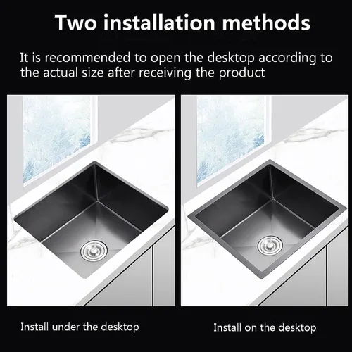 Vista 4 de MESIDA 15 x 15 x 8 Inch Black Single Bowl Kitchen Sink SUS304 Undermount Stainless Steel Kitchen Sink