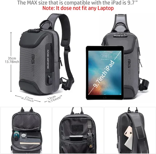 Vista 2 de iubest Men's Sling Bag Shoulder Bag Crossbody Shoulder Casual Daypack Rucksack Backpack
