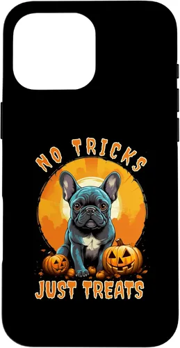 Vista 19 de iPhone 16 No Tricks Just Treats French Bulldog Halloween Frenchie Case