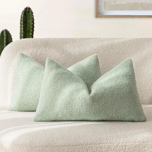Vista 27 de Foindtower Paquete de 2 fundas de cojín decorativas de pelo sintético rizado, suave y mullida, con cremallera, acogedora funda de almohada