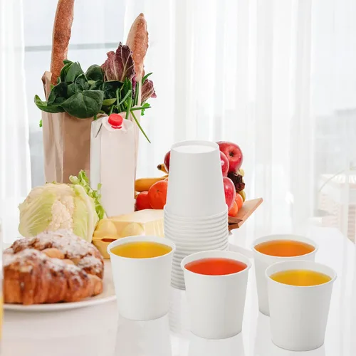 Vista 7 de Tebery Paquete de 300 tazas de café de papel blanco desechables de 6 onzas para agua, jugo, café o té